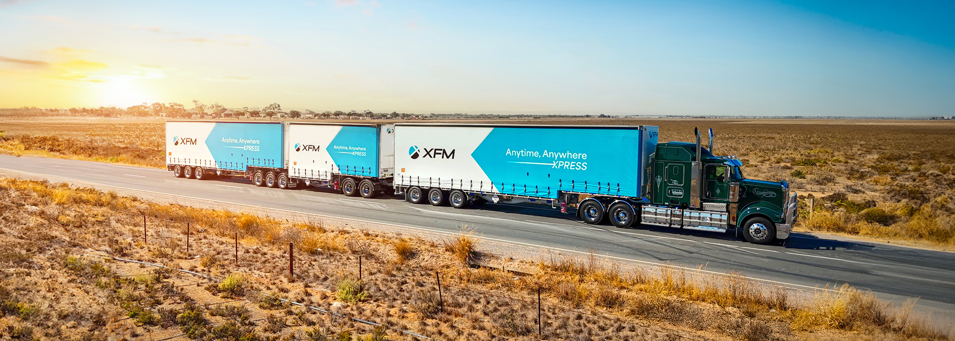 XFM B-double truck transporting freight across Australia.